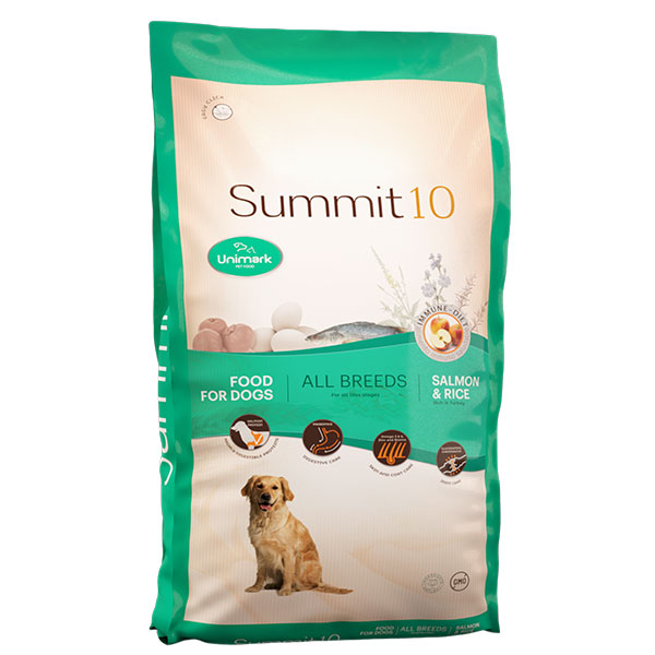 Summit10 Medium & Maxi Adult con salmone e riso: crocchette digeribili per cani adulti  con Omega 3, prebiotici e supporto articolare