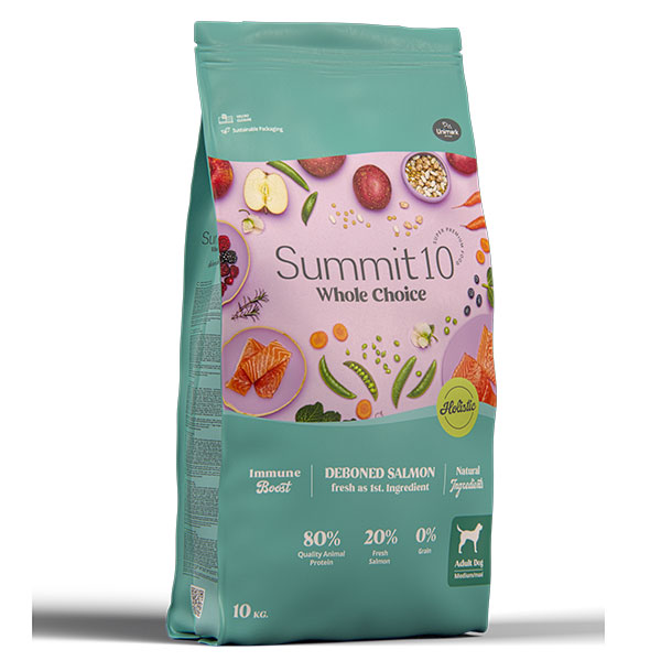 Summit10 Adult Dog Fresh Salmon – Holistic Grain Free Kibble for Medium and Large Breed Adult Dogs
