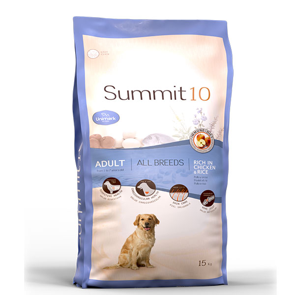 SUMMIT10 Adult Poulet & Riz – Croquettes complètes pour chiens de moyennes et grandes races