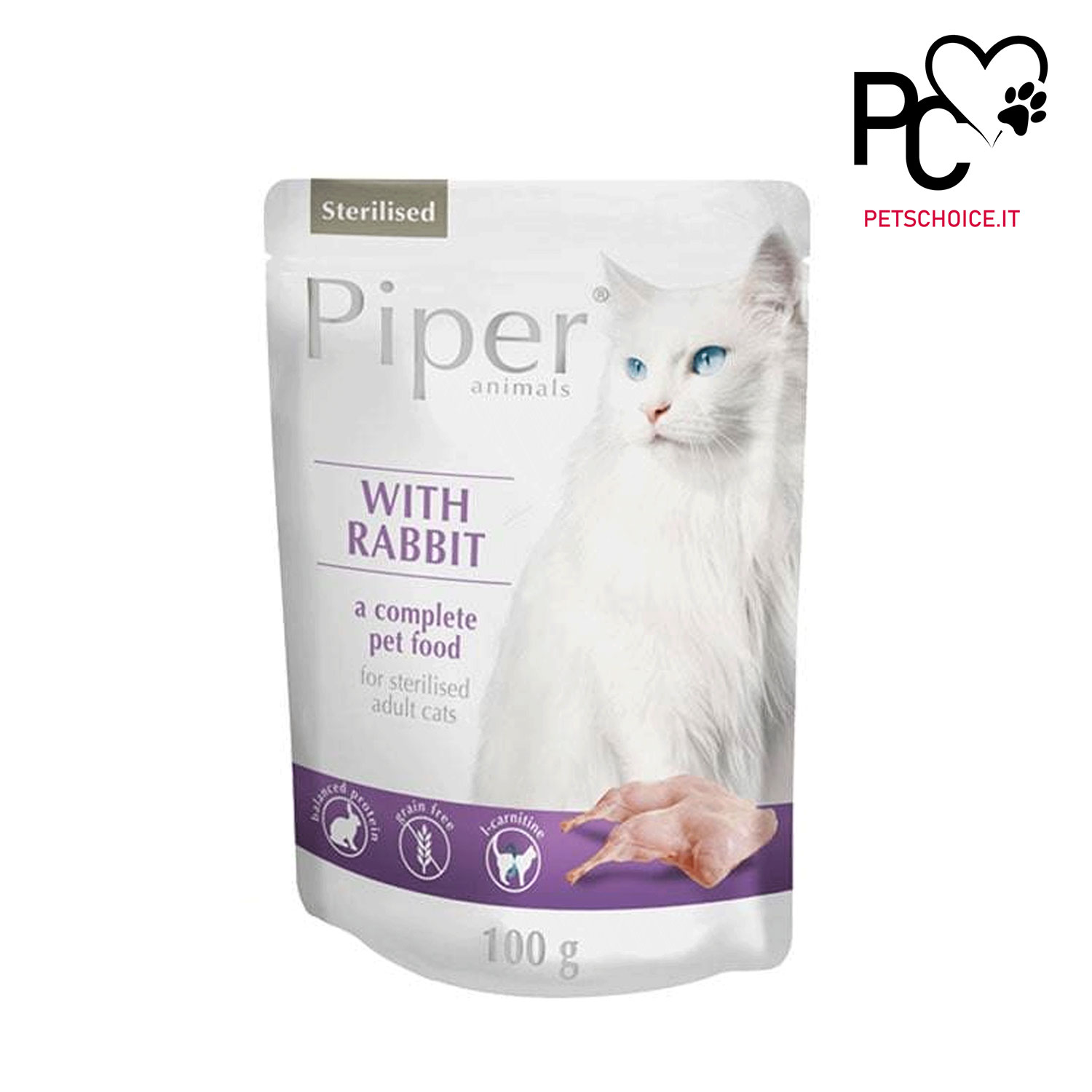 Piper cibo umido gatto sterilizzato con Coniglio