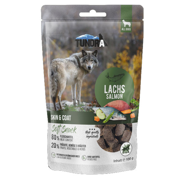 Snack per cani TUNDRA Skin & Coat Salmone Snack per Cani Grain Free100 gr