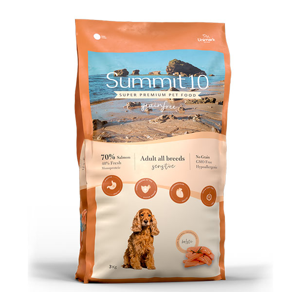 Summit 10 - Croquettes Monoprotéiques au Saumon et Pommes de Terre pour Chiens Adultes – Sensible & Hypoallergénique