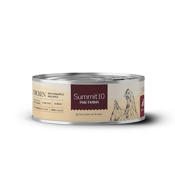 Summit 10 Paté Pollo con Ananas e Mela per Gatti Adulti | Cibo Umido Naturale Grain Free