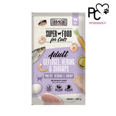 MAC'S MOIST CAT GRAIN FREE POUCHPACK - CHICKEN, HERRING AND SHRIMPS - 100G