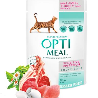 OPTIMEAL CAT Grain free-Sensitive digestion with lamb and turkey fillet in sauce