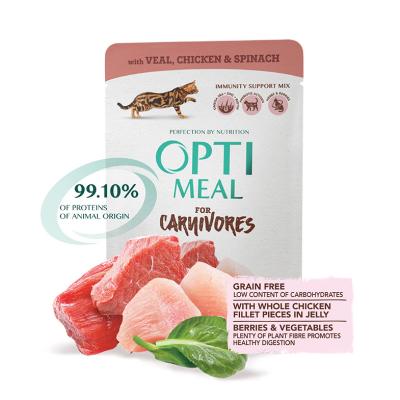 OPTIMEAL CAT  Grain free  with veal, chicken fillet and spinach in sauce 