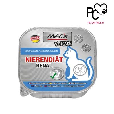 Cibo umido gatto RENAL Mac's - VETQ Pollo e Salmone 100 gr