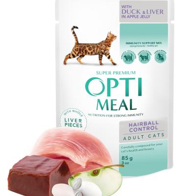 OPTIMEAL CAT  Hairball control, with duck and slices of liver in apple jelly