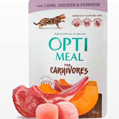 OPTIMEAL CAT Grain free with lamb and chicken fillet  in pumpkin jelly 
