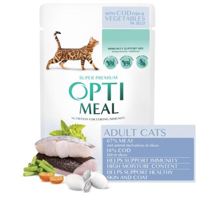 OPTIMEAL CAT con Merluzzo&Verdure - Alimento umido completo per gatti adulti